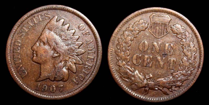 US Indian Head Penny 1907