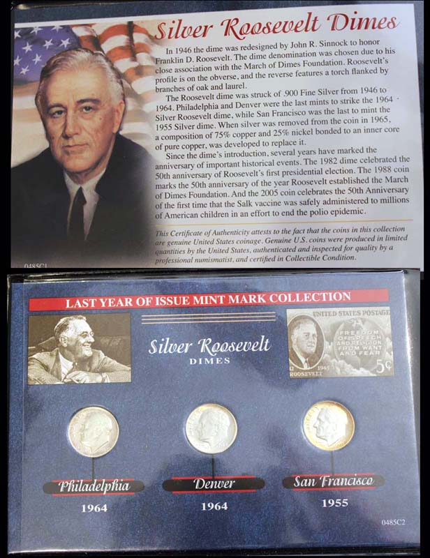 Last Year of Issue Series, Silver Roosevelt Dime, 1955/1964