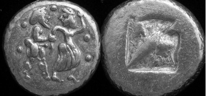 Lete, Macedonia, Stater 540 480 BC Satyr and Nymph