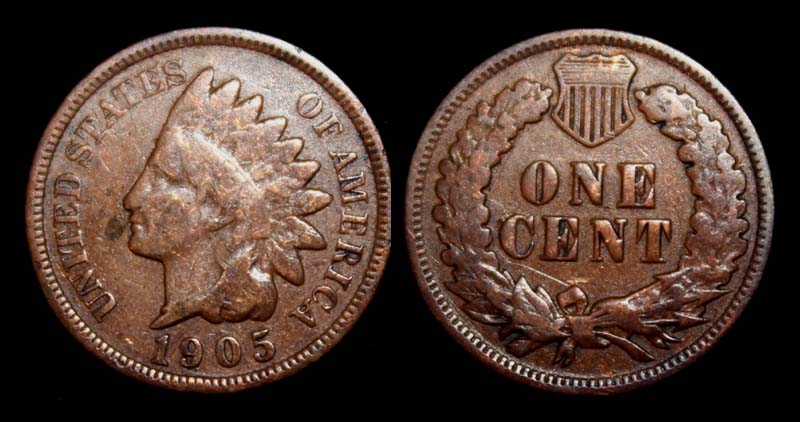 US Indian Head Penny 1905