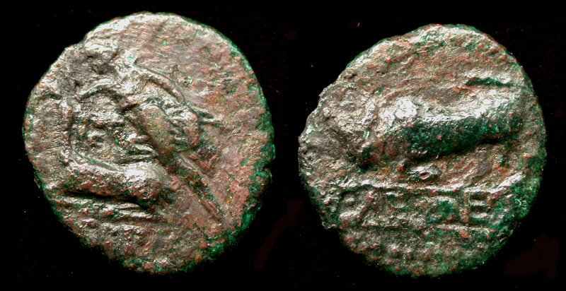 Thrace, Chersonesos City Issue, Virgo & Bull, ca 300-290 BC.