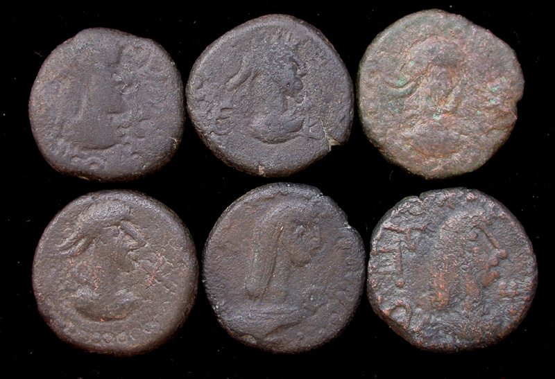 One Lot of Six Kingdom of Bosporos Issues, c. 3rd-5th Cent AD