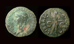 Claudius Æ As, Libertas reverse, semi-cleaned Claudius Æ As, Libertas reverse, semi-cleaned