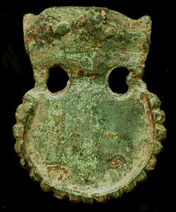 Strap End, Amphora "Pie Crust" Style, c. 4th Cent Strap End, Amphora "Pie Crust" Style, c. 4th Cent