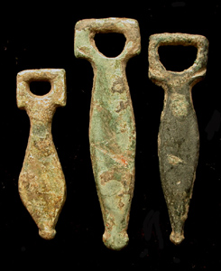 Strap End, Knopped Phallic Trio, ca. 1st-3rd Cent. AD Strap End, Knopped Phallic Trio, ca. 1st-3rd Cent. AD