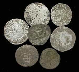 One Lot of 7 Medieval Hungary AR Denars One Lot of 7 Medieval Hungary AR Denars