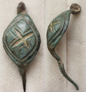 Brooch, Bronze Age, Greek, c. 8th-5th Cent BC, Enameled! Brooch, Bronze Age, Greek, c. 8th-5th Cent BC, Enameled!