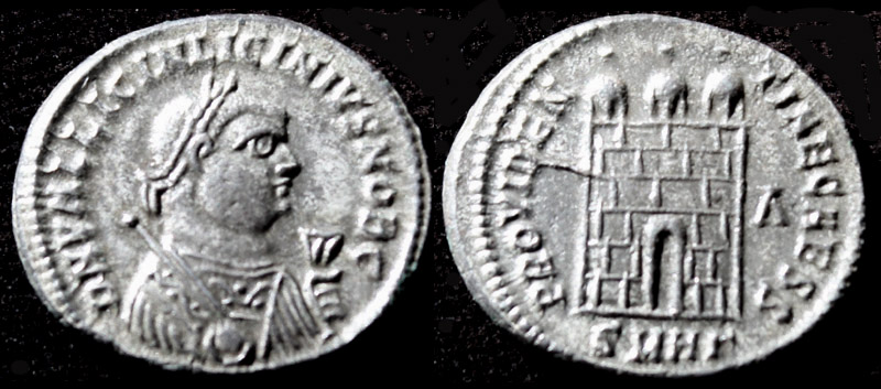 Licinius II, G, M & S Obv, Silvered Campgate, aMS