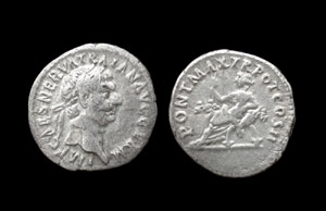 Trajan, AR Denarius, High Priest reverse Trajan, AR Denarius, High Priest reverse
