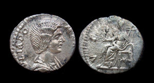 Julia Domna AR Denarius, Vesta Reverse Julia Domna AR Denarius, Vesta Reverse