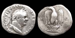 Vespasian AR Denarius, Eagle on Cippus reverse Vespasian AR Denarius, Eagle on Cippus reverse
