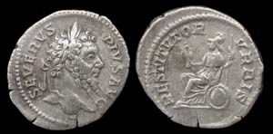 Septimius Severus Denarius, Roma reverse Septimius Severus Denarius, Roma reverse