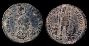 Arcadius Æ 2, Hand of God, Constantinopolis Mint Arcadius Æ 2, Hand of God, Constantinopolis Mint