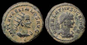 Aurelian and Vabalathus Æ Antoninianus Aurelian and Vabalathus Æ Antoninianus