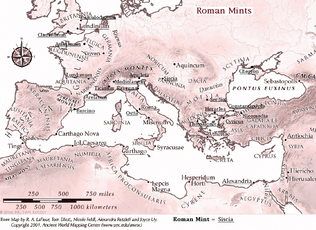 Roman Mint Map