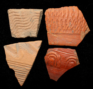 Terra sigillata fragment 4-Pack, 1st-3rd Cent Terra sigillata fragment 4-Pack, 1st-3rd Cent