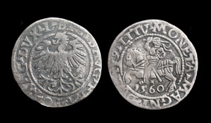 Sigismund II, Ar 1/2 Gross, 1560 Sigismund II, Ar 1/2 Gross, 1560