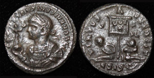 Constantine II as Caesar, Victory on Globe Portrait Constantine II as Caesar, Victory on Globe Portrait