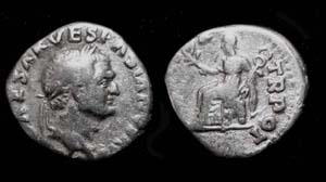 Vespasian AR Denarius, COS ITER, Pax reverse Vespasian AR Denarius, COS ITER, Pax reverse