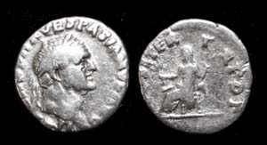 Vespasian AR Denarius, COS ITER, Pax reverse Vespasian AR Denarius, COS ITER, Pax reverse