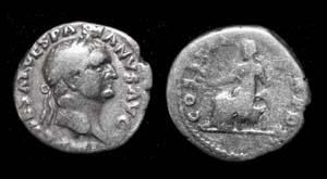 Vespasian AR Denarius, COS ITER, Pax reverse Vespasian AR Denarius, COS ITER, Pax reverse